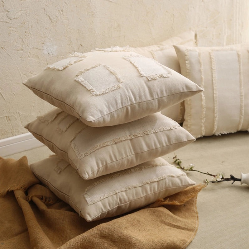 Casual Pastoral Stripe and Solid Color Polyester Pillow Covers | Home Decor & Bedding