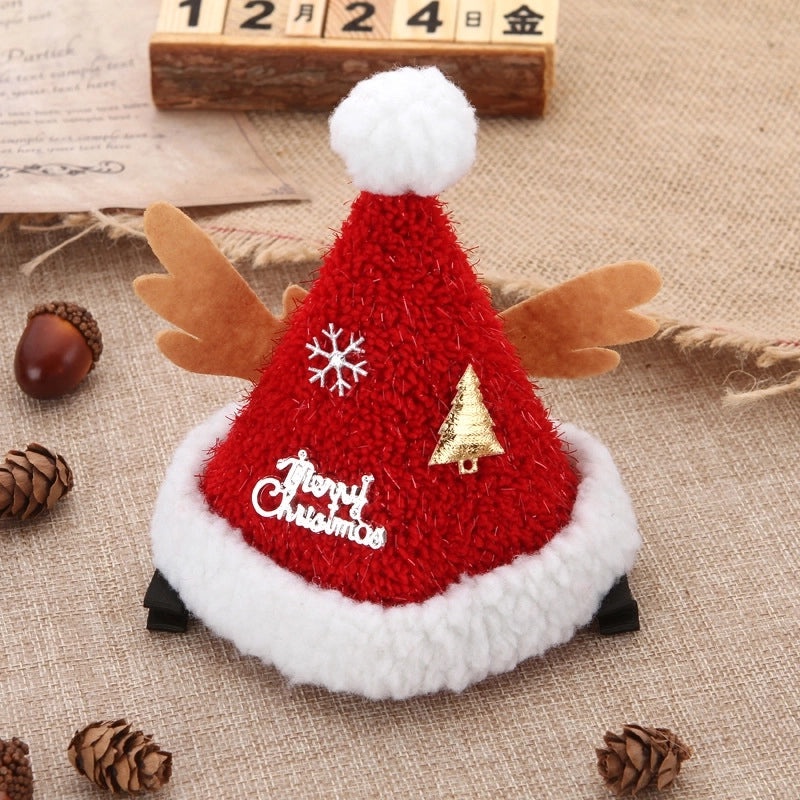 Cute Christmas Hat Plush Barrettes Duckbill Hair Clip Headdress for Dress Up | Hair Accessories