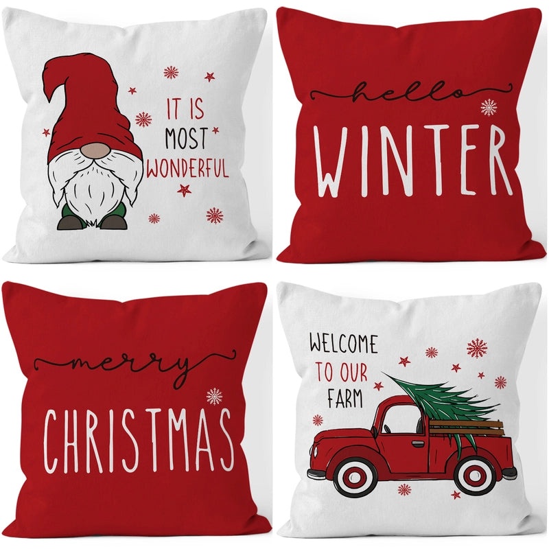 Festive Christmas Stripe Snowflake Pillow Covers | Home Decor & Living Room Accessories