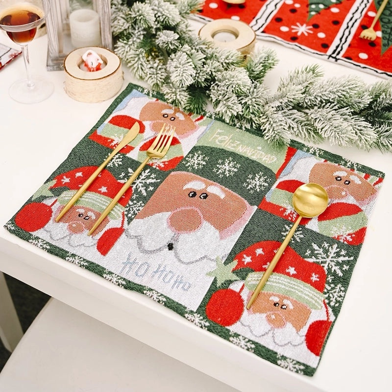 Christmas Knitted Fabric Placemat Holiday Table Decoration Cozy Handmade Design|Home Decor