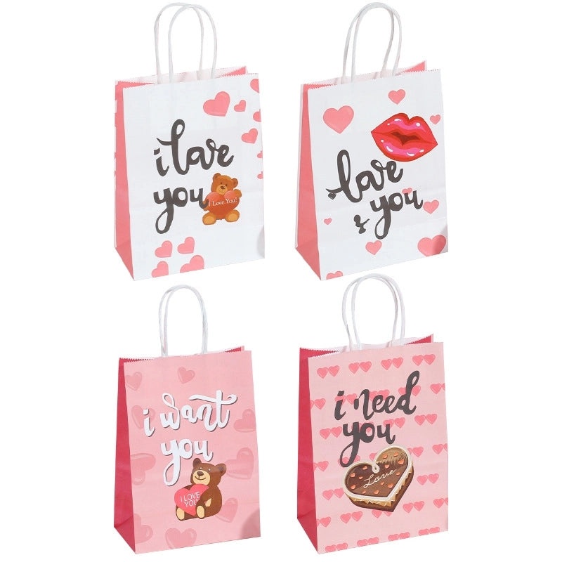 Cute Letter Bear & Heart Shape Paper Gift Bags for Birthday & Valentine's Day | Party Supplies Gift Bags