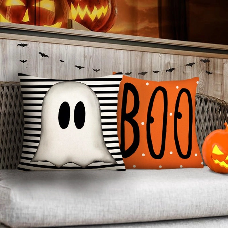 Halloween Ghost Linen Pillow Covers with IG Style Letters for Sofa Couch Decor|Home Decor