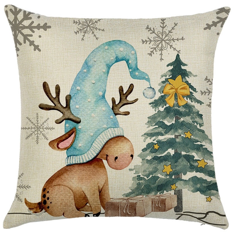 Light Blue Christmas Cartoon Pillow Cover Holiday Home Decor Cushion Cover|Home Decor Pillow Covers