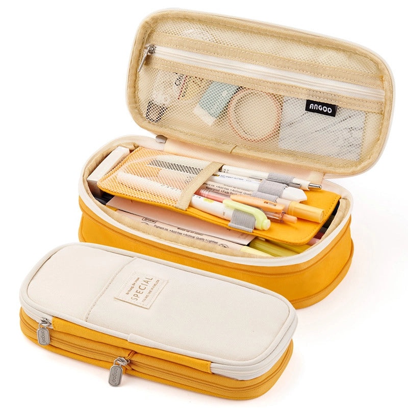 Angoo Japanese Korean Style Macaron Color Large Capacity Upgrade Pencil Case Stationery Box|文具用品