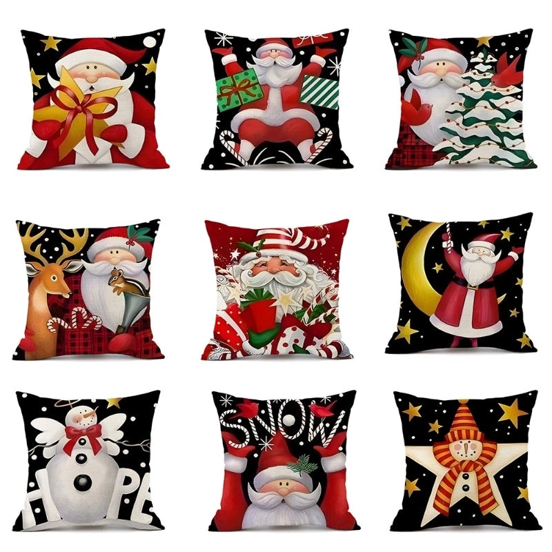 Christmas Linen Santa Claus Pillow Covers for Couch Sofa Decor Cozy Casual Holiday Accents|Home Decor & Pillows
