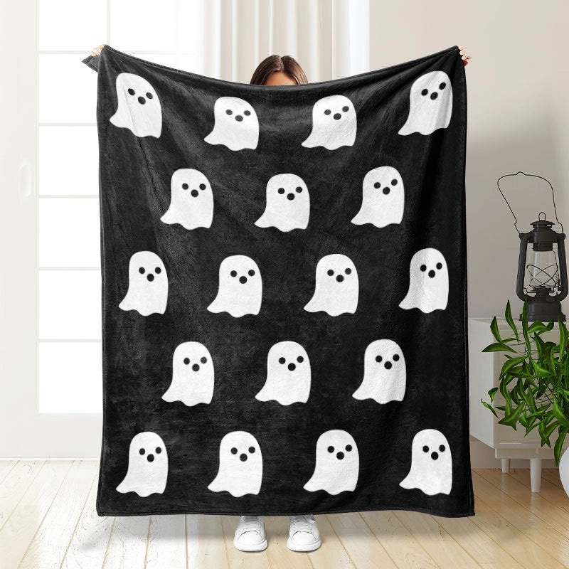 Halloween Cozy Pumpkin Bat Ghost Polyester Throw Blanket | Home Decor & Blankets