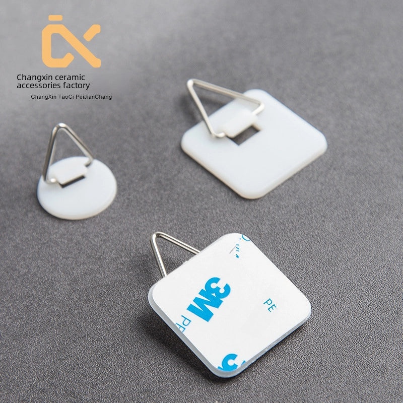 Multi-use Plastic Hook Plate Transparent Wall Mount Hook Square & Round Back Adhesive Hook|Home Organization Accessories