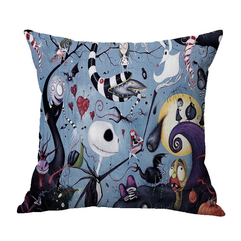 Halloween Punk Skull Linen Pillow Covers for Couch Sofa Decorative Throw Pillowcases|Home Decor & Pillows
