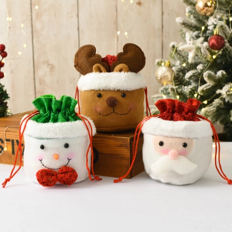 Festive Christmas Gift Bags with Cute Santa Snowman Cartoon Design for Family Party|Holiday Gift Bags