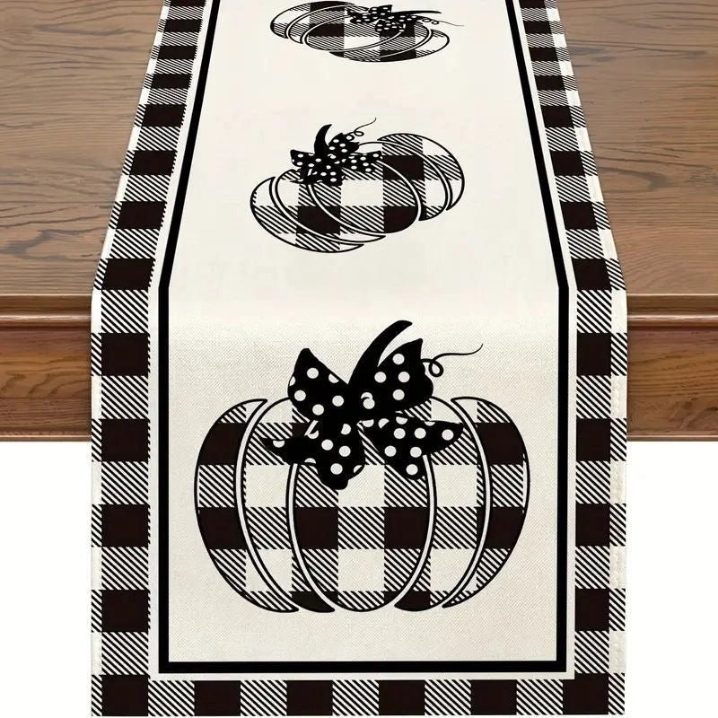 Halloween Pumpkin Lattice Table Runner Polyester Decorative Accent|Home Decor Table Linens