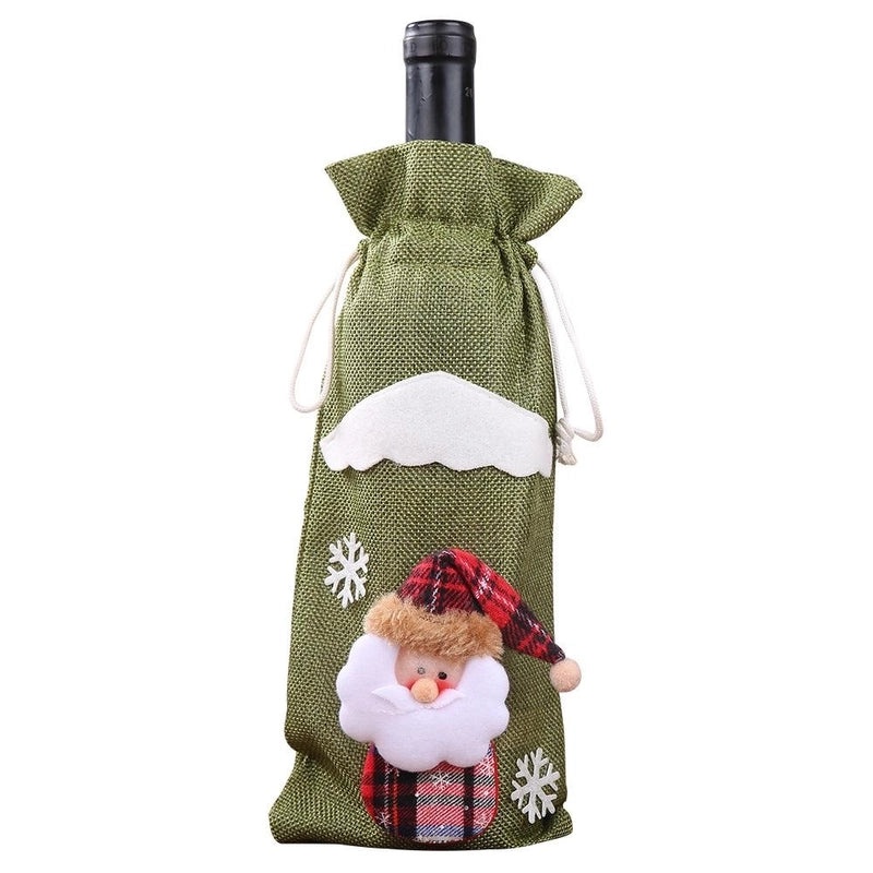 Christmas Wine and Champagne Bottle Bags Set Festive Dining Table Decorations|Holiday Decor
