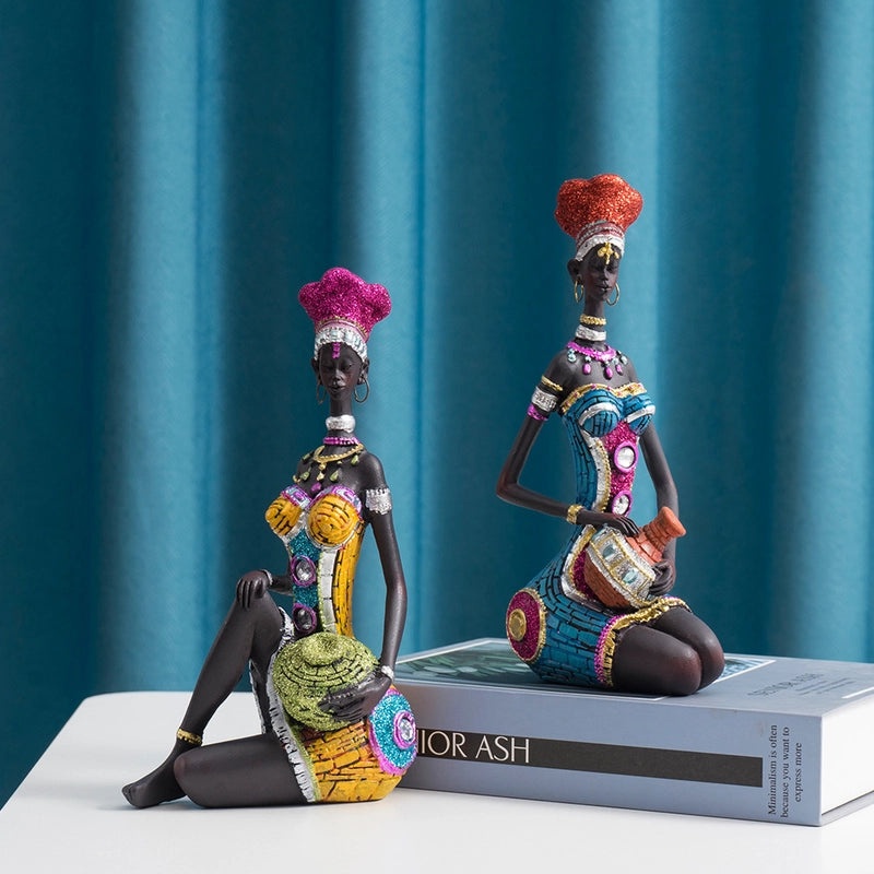 Christmas Retro African Style Human Figure Synthetic Resin Sculpture for Home Decor|Home Decor