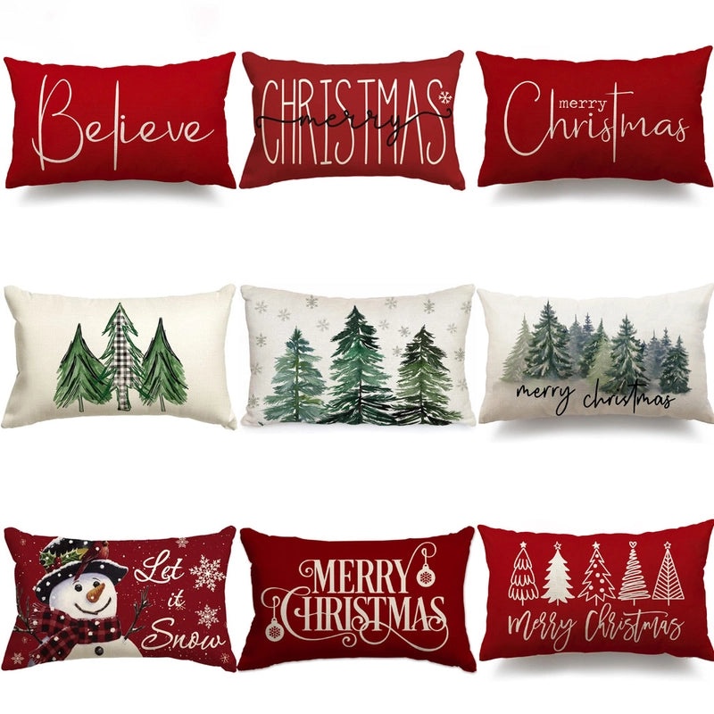 Christmas Holiday Linen Pillow Covers for Couch & Sofa | Home Decor