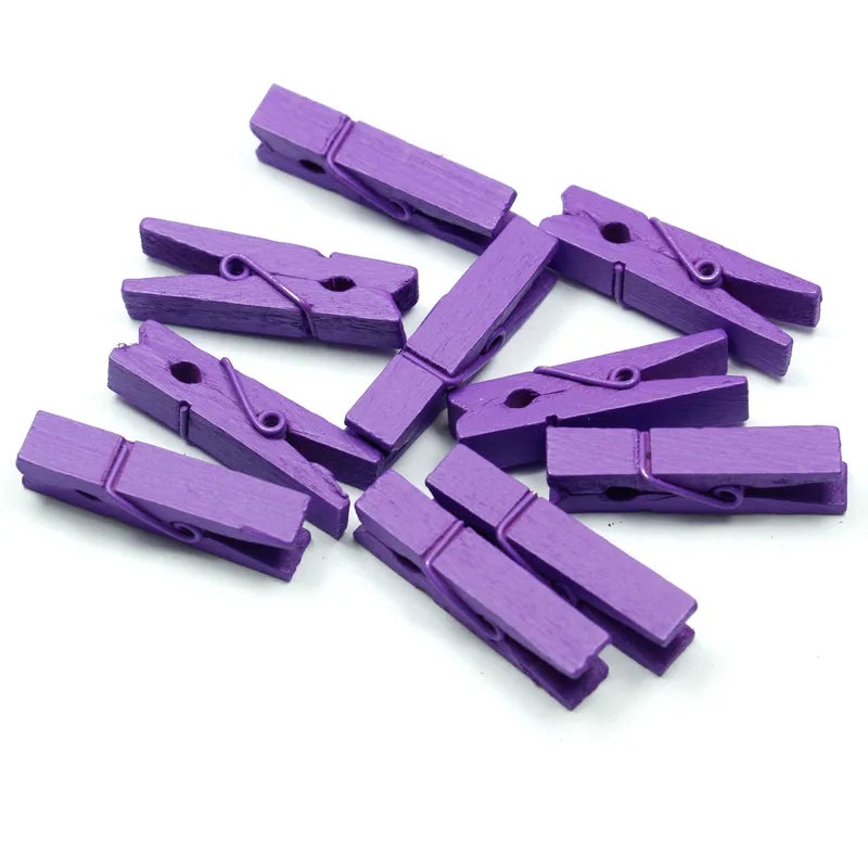 400 PCS Colorful Mini Wooden Clips 3.5x0.7cm with Hemp Rope Decorative Photo Clothes Pin|Home Decor Accessories