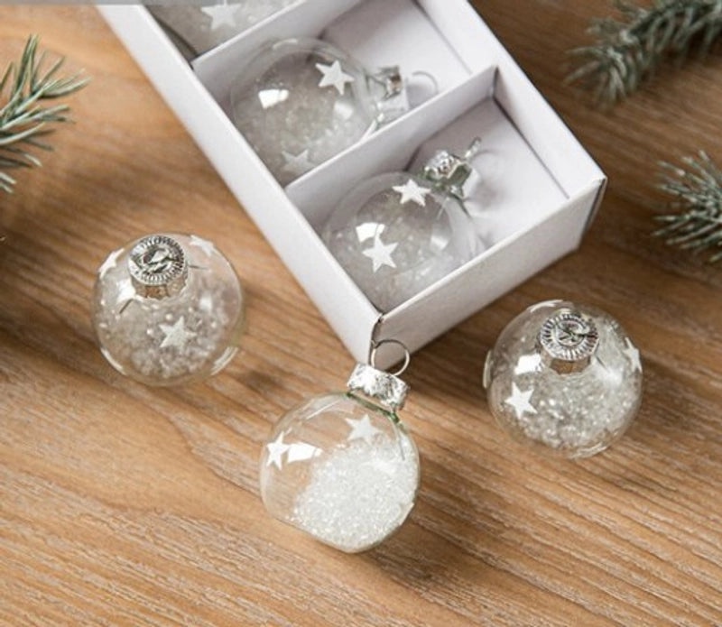 Christmas Clear Glass Ball Ornaments for Indoor Hanging Decor | Christmas Decorations