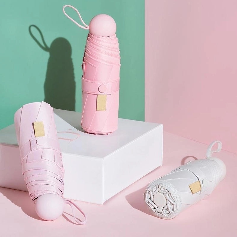 Mini Five-Fold Compact Umbrella | Portable Sun Shade Pocket Umbrella for Sun Protection with Custom Logo | Gifts & Promotional Products