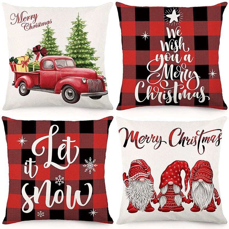 Christmas Geometric Snowflake Cartoon Cushion Cover for Couch Sofa | Home Decor & Cushions