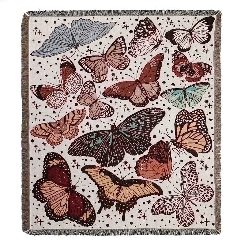 Cozy Butterfly Print Cotton Throw Blanket|Home & Living Textiles