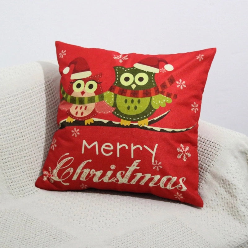 Festive Christmas Pillow Covers with Santa Claus, Owl, and Snowman Designs | Home Decor Pillows