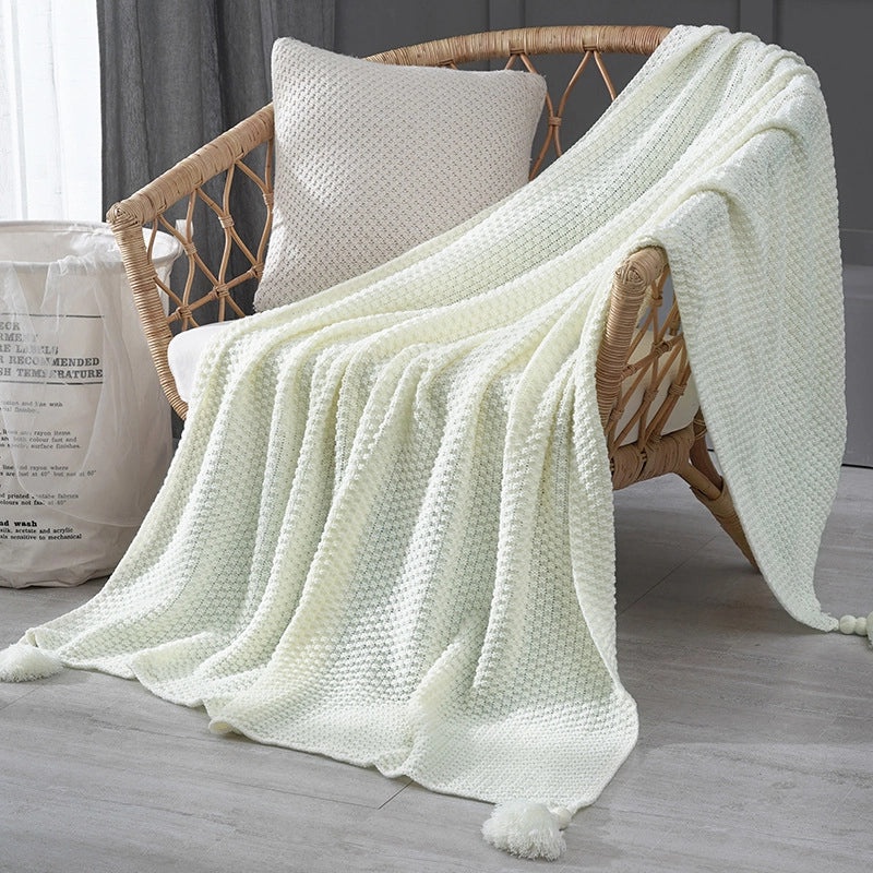 Cozy Solid Color Acrylic Polyester Throw Blanket | Home Textiles & Bedding