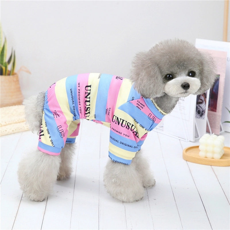 British Style Dog Pajamas for Small Breeds Teddies Bichons Spring Summer Four-Legged Pet Home Clothes|Pet Apparel