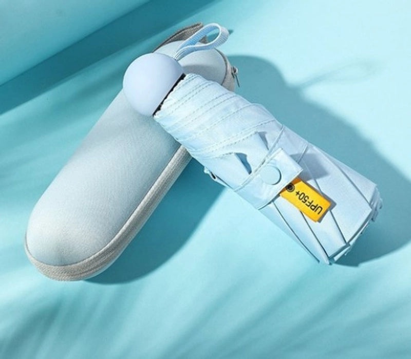 Mini Five-Fold Compact Umbrella | Portable Sun Shade Pocket Umbrella for Sun Protection with Custom Logo | Gifts & Promotional Products