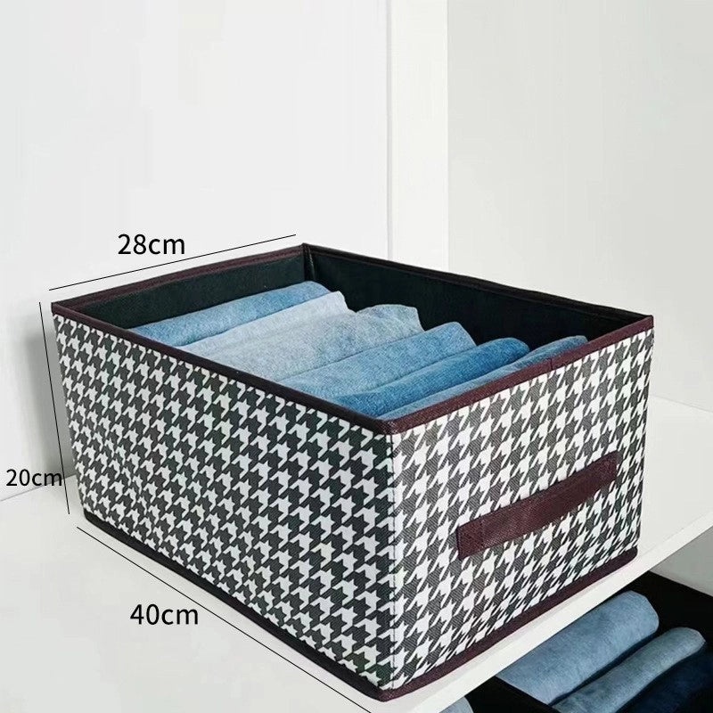 Houndstooth Pattern Foldable Steel Storage Box for Clothes and Pants | Home Storage & Organization