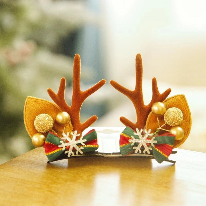 Christmas Cartoon Bow Knot Antlers Hairpin Korean Minimalist Festival Party Accessory|Hair Accessories