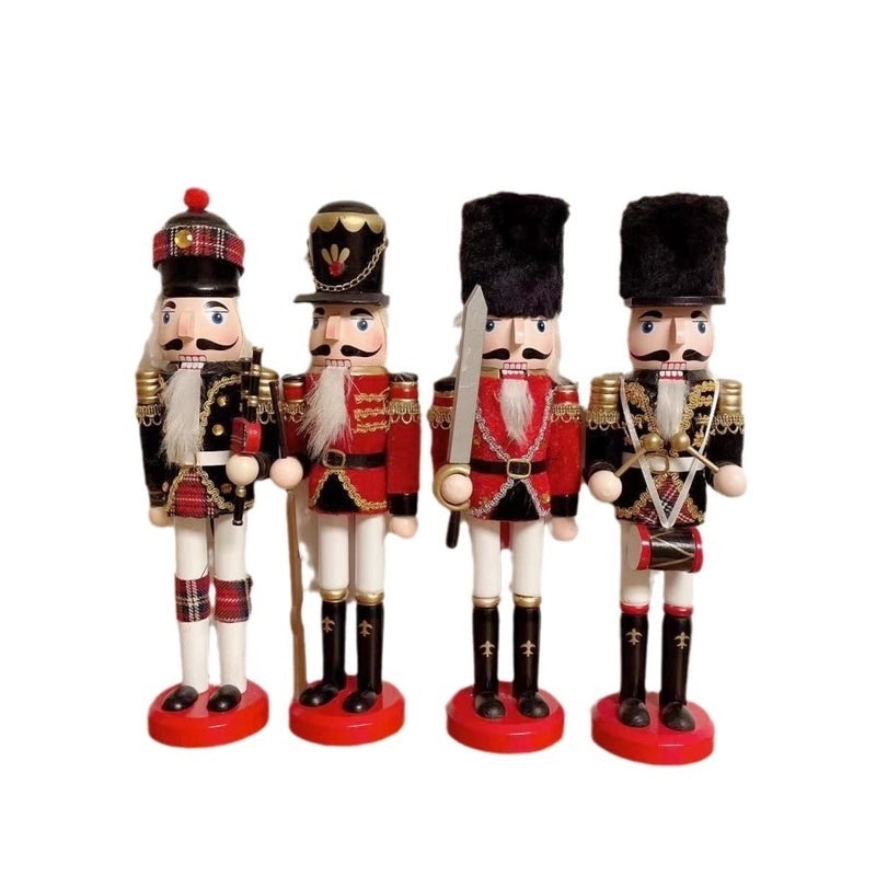 30cm Wooden Nutcracker Christmas Ornament Cloth Wrapped Decorative Craftwork for Home|Home Decor