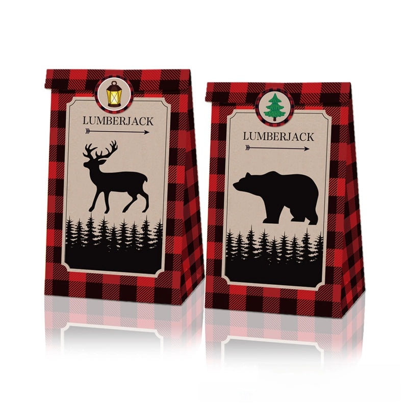 Cartoon Animal Farm Kraft Paper Party Gift Bags for Food Candy and Birthday Treats | Party Supplies