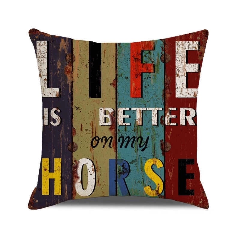 Vintage Letter Print Polyester Pillow Covers|Home Decor Pillows