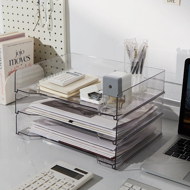 Acrylic Transparent Desktop File Organizer with Drawers for Office Desk | Office Storage & Organization