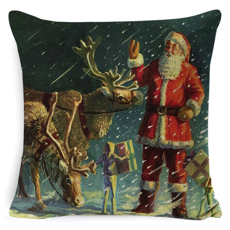 Vintage Letter and Deer Linen Cushion Covers|Home Decor Pillows