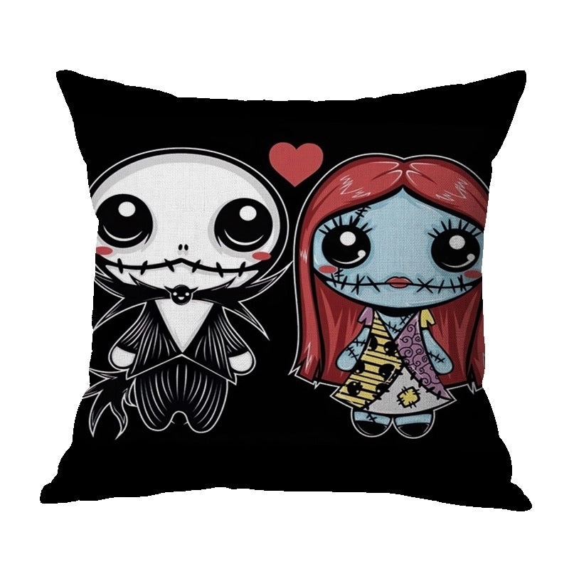 Halloween Punk Skull Linen Pillow Covers for Couch Sofa Decorative Throw Pillowcases|Home Decor & Pillows