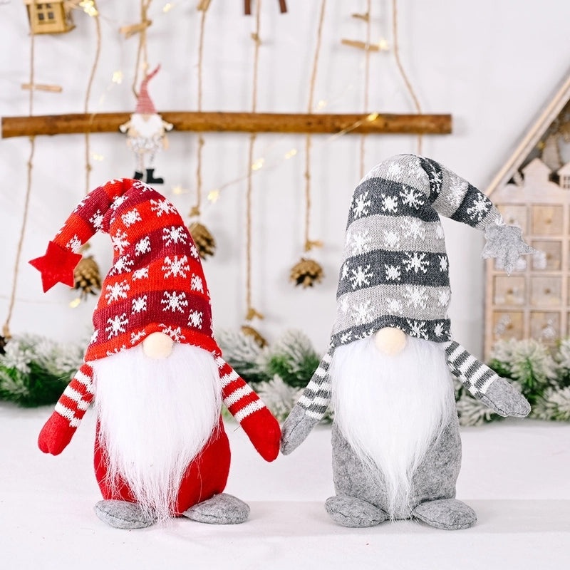 Festive Knitted Hat with Christmas Star, Snowflake, and Rudolph Decorations|Holiday Accessories