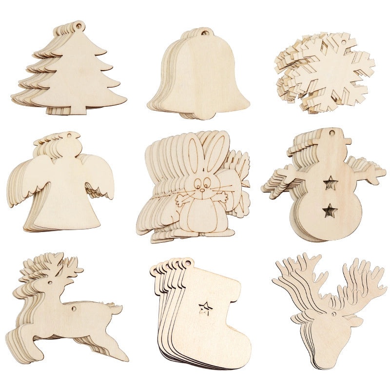 Wooden Christmas Tree Pendant Ornament Creative Carving Home Decoration Supplies|Christmas Decorations