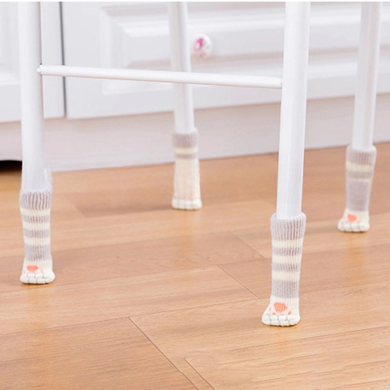 Knitted Cat Claw Table Leg Protectors Silent Chair Foot Covers Yellow White Color Matching|Furniture Accessories