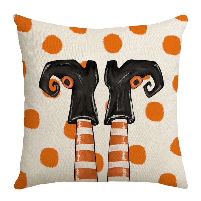 Minimalist Halloween Pumpkin Letter Linen Pillow Covers for Couch Sofa Decor | Home Decor & Pillows