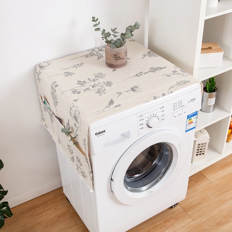 Bee Refrigerator Cover with Single Door Floral Sketch Print Fabric Towel Dust Cover|Home Appliances Accessories