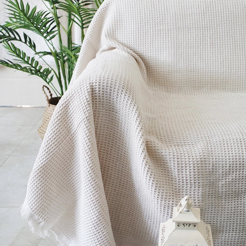 Nordic Minimalist Waffle Sofa Blanket Protective Dust Cover Full Fabric Sofa Towel|Home Textile Accessories