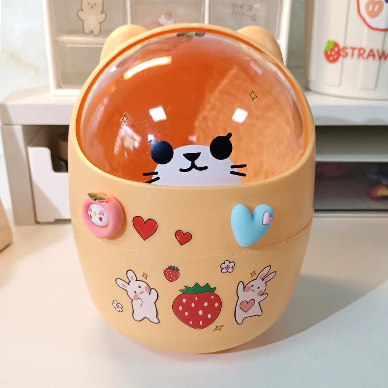 Cute Cartoon Bear Desktop Trash Can Mini Storage Bucket for Dormitory and Home | Home & Living Storage