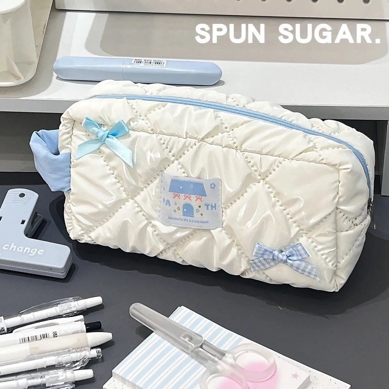 Cute Bow Pencil Case Large Capacity Makeup and Stationery Storage Bag for Girls Students | Stationery Bags