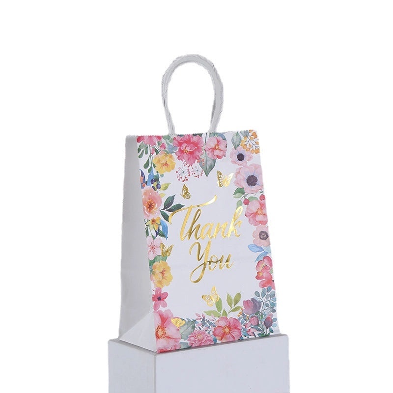 Foil Flower Kraft Paper Handheld Gift Bag|Gift Bags & Packaging