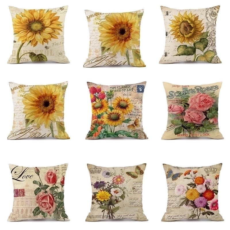 Rustic Sunflower Linen Pillow Covers|Home Decor Pillows