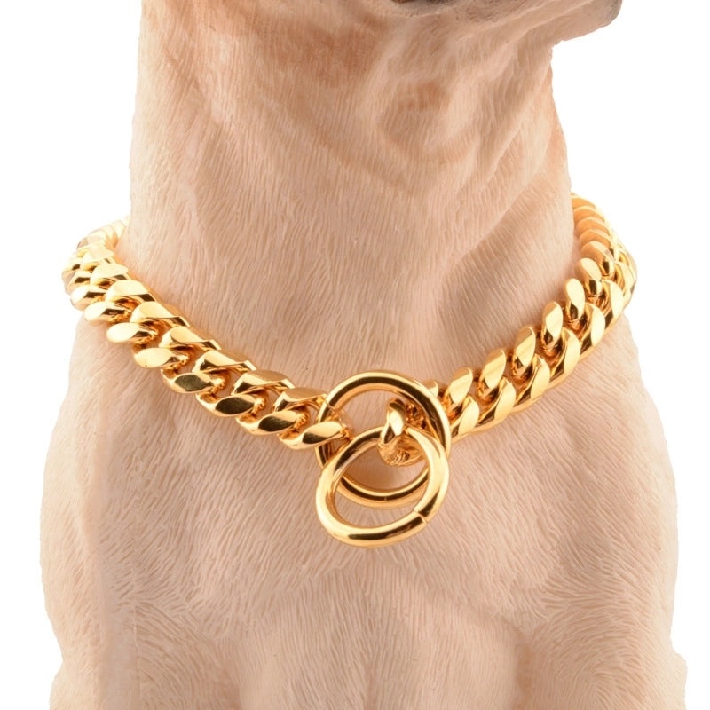 10mm Small Medium Pet Dog Chain Stainless Steel Titanium Gold Cuban Collar Necklace Cat Chain|Pet Accessories