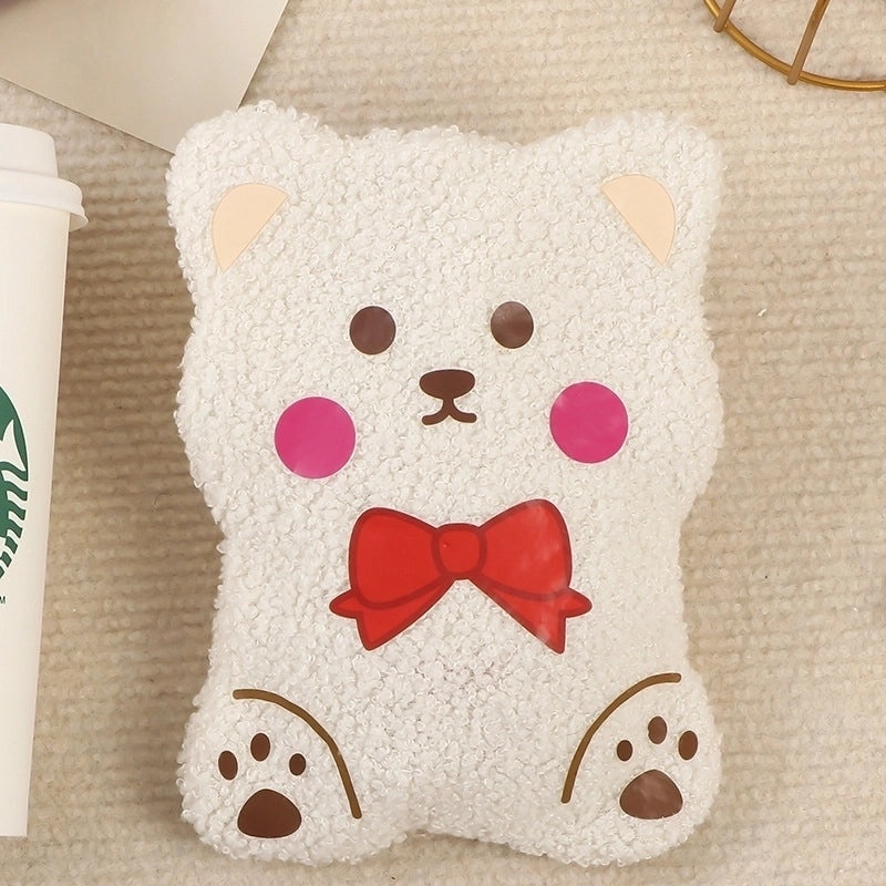 Cute Plush Rabbit Fur Hot Water Bottle Portable Teddy Bear Hand Warmer Winter Heating Pad Cartoon Explosion-Proof | Home & Living