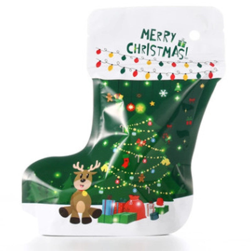 Christmas Socks Gift Packaging Bag Self-sealing Plastic Stand-up Bag for Jewelry Holiday Packaging|Packaging & Storage
