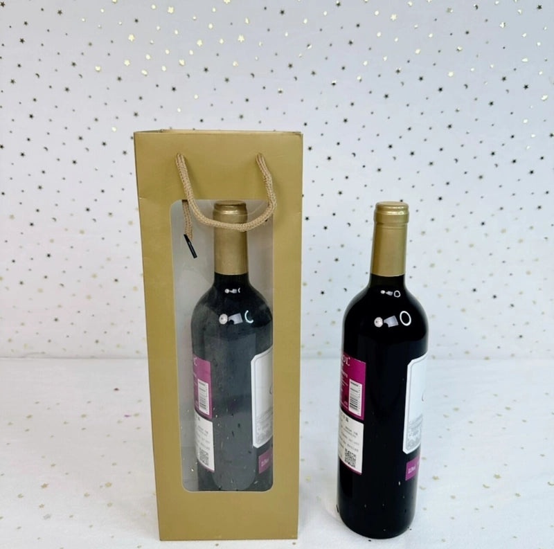 Valentine's Red Wine Gift Bag with Transparent Window|Gift Bags & Packaging