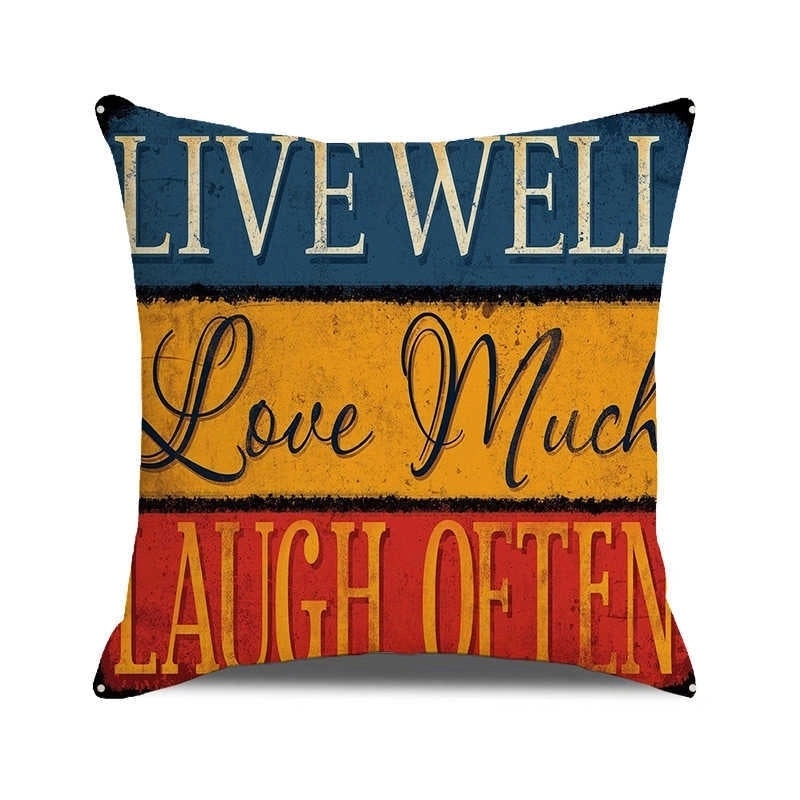 Vintage Letter Print Polyester Pillow Covers|Home Decor Pillows
