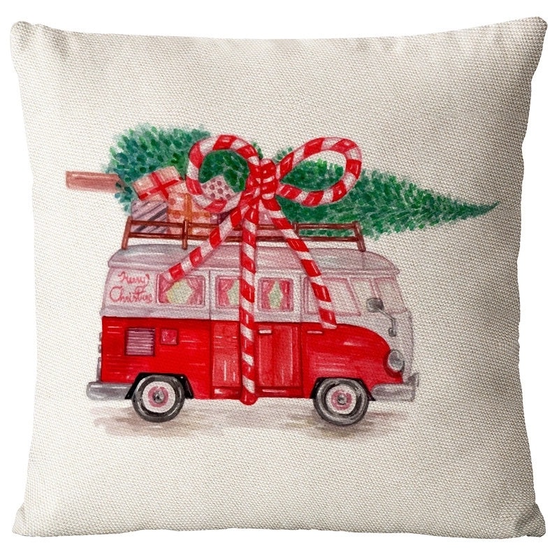 Festive Santa Snowman Linen Pillow Covers for Couch Sofa Holiday Home Decor | Home Decor & Pillows